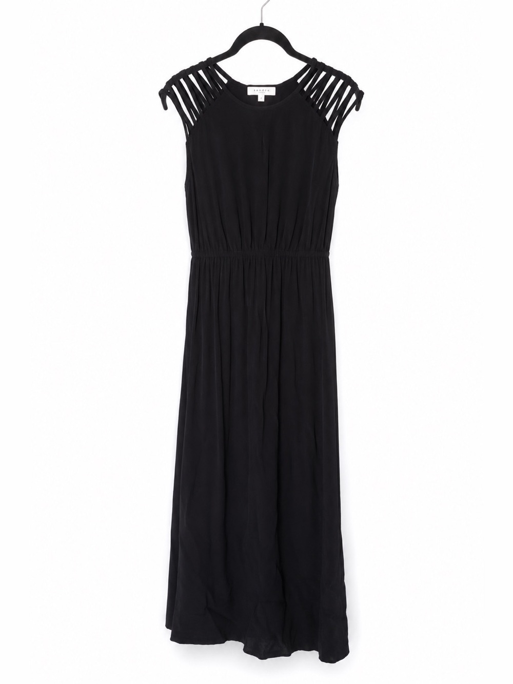 Sandro Paris Black Maxi Dress | Cutout Shoulder Detail | Size 2 (M) - Picture 5 of 8